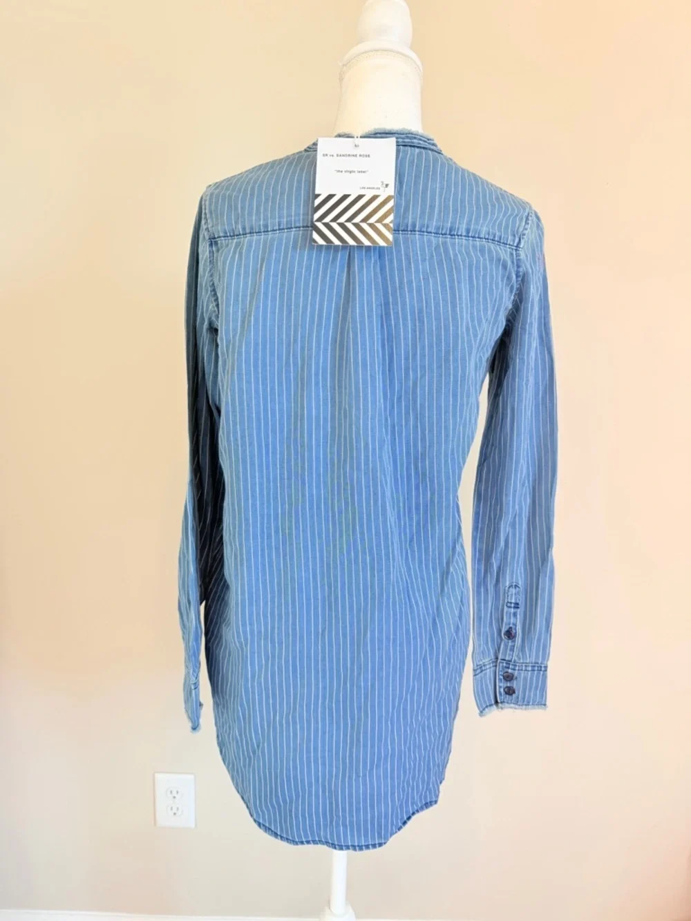 Sandrine Rose Free people striped denim jacket size small oversized soft NWT
